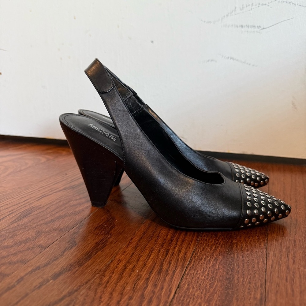 Black Studded Slingback Pumps - Unbranded